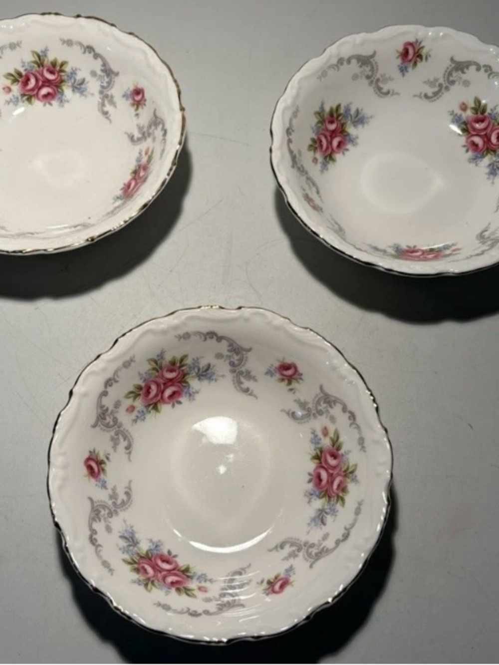 Vintage Royal Albert Tranquility Floral Fine China fruit nappie Bowls Set of the